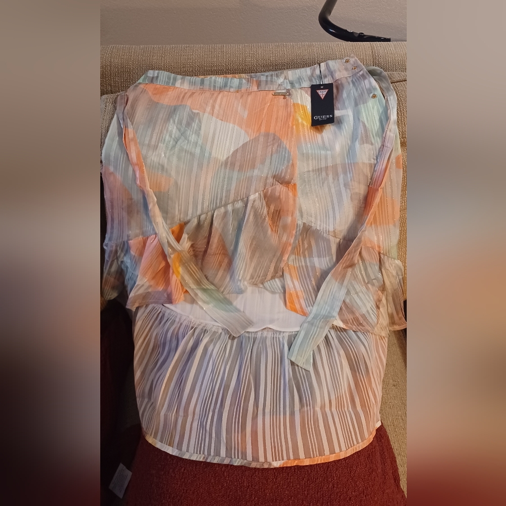 NWT Guess Multicolor Size 12 Adjustable Chiffon Abstract Skirt